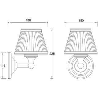 Burlington LED Bathroom Round Wall Light & White Fine Pleated Shade